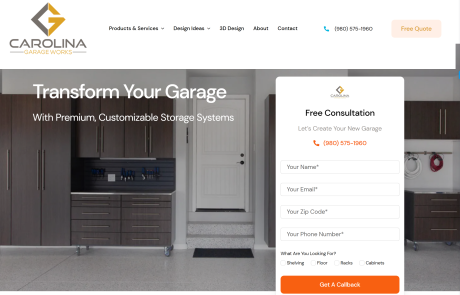 Carolina Garage Works website design