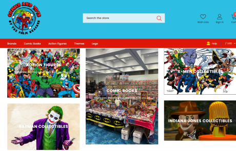 PBG Comics and Toys website design