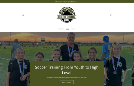 Underdog Elite Soccer Training website